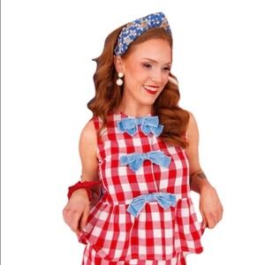 NEW Brianna Cannon Gingham Picnic Top Red White Blue Size Medium NWT Plaid